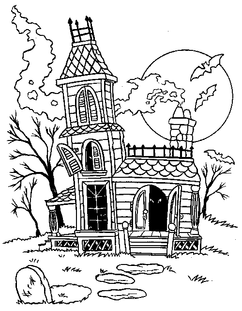 coloriage maison de la sorciere d halloween